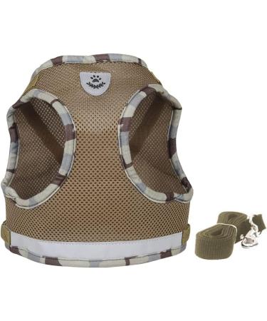 Femax Dog Harness & Linen Set - Soft Mesh Padded Dishes for Puppies & Cats | Reflective Adjustable Breathable - Camouflage Brown (Chest 35-40 cm) - Buy Online on GoSupps.com