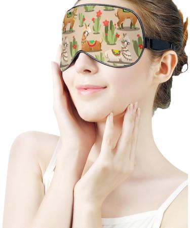 Llama Desert Cactus Sleep Mask - Adjustable Strap Eye Cover for Sleeping and Travel - Blocks Light for Night Naps - Men and Women - Buy Online on GoSupps.com