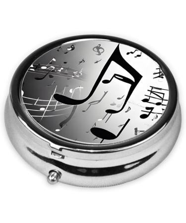 Music Notes Round Pill Box | 3 Compartment Portable Organizer for Travel & Vitamins - Buy Online on GoSupps.com