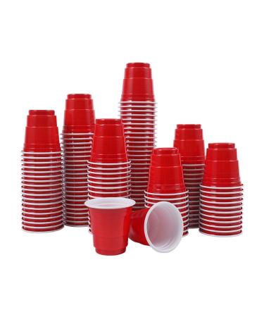 Abom Mini Red Disposable Shot Glasses - 2oz 120 Count Mini Red Plastic Shot Glasses Perfect for Party Samples and Tastings