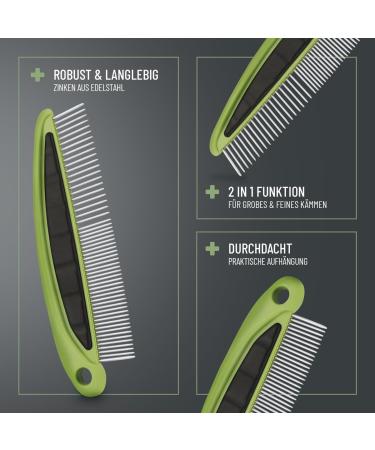Reavet 2-in-1 Fur Comb for Medium & Long-Haired Dogs & Cats | Ideal for Daily Fur Care & Knot Removal - Buy Online on GoSupps.com