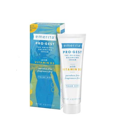 Emerita Pro-Gest Balancing Cream with Vitamin D3 | USP Progesterone Cream from Wild Yam for Optimal Balance at Midlife | 4 oz