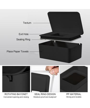 Premium Baby Wet Wipes Storage Box & Bag Set - Black | Durable Stylish Donor Holder with Lid for At-Home Use - Buy Online on GoSupps.com