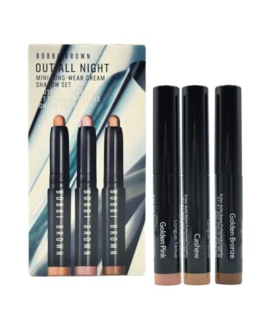 Bobbi Brown Out All Night Mini Long-Wear Cream Shadow Gift Set:: Cashew Golden Pink and Golden Bronze