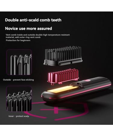 Mini Cordless Hair Straightening Brush for Women - USB Rechargeable Anti-Scald Ceramic Hot Comb - Lightweight Portable Hair Styler in White - Buy Online on GoSupps.com