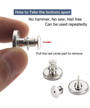 12 Sets Jean Buttons Pins No Sew Instant 17mm Replacement Button Adjustable Pants Kit - Matt Silver - Buy Online on GoSupps.com
