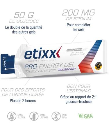Etixx Double Carb Energy Gel Proline 60 ml Endurance fuel with an optimal glucose/fructose ratio of 2:1 - Buy Online on GoSupps.com