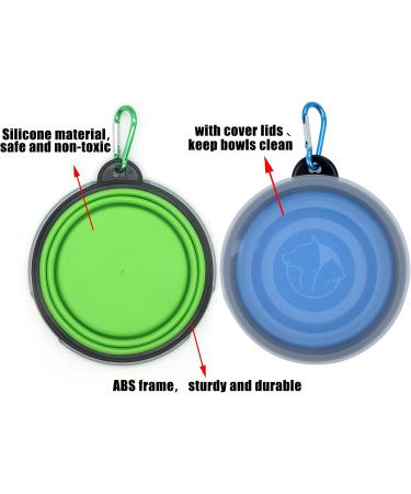 Slson 2-Pack Foldable Dog Travel Bowl - Safe Silicone Portable Pet Drinking Bowl for Cats & Dogs - Ideal for Hiking & Camping (350ml Blue & Green) - Buy Online on GoSupps.com