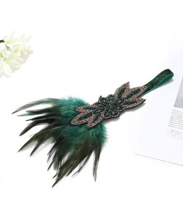 IYOU Crystal Feather Gatsby Headpiece Green Rhinestone Flapper Hair Pieces Vintage Party Costume Headband Hair Accessories for Women - Buy Online on GoSupps.com