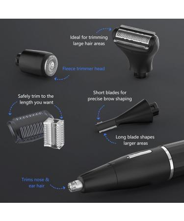 OWill 4-in-1 Ear Nose Hair Trimmer for Men & Women | Flawless Eyebrow & Facial Hair Remover | Stainless Steel Type-C Charge Waterproof Black - Buy Online on GoSupps.com
