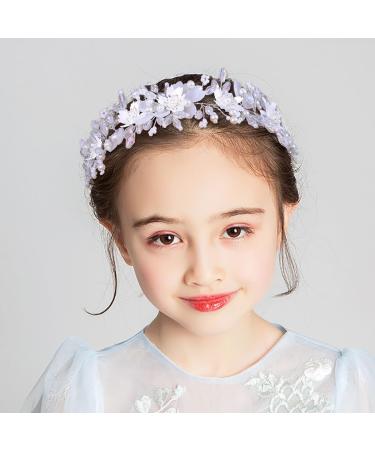 IYOU Flower Girl Headband White Floral Communion Headpiece Pearl Crystal Hair Pieces Bridal Wedding Hair Accessories for Princess Girls - Buy Online on GoSupps.com