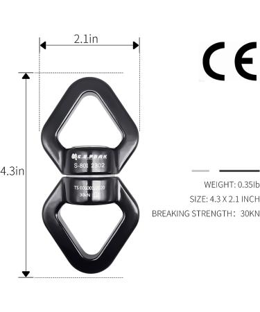 S.E.PEAK 30kN Swing Swivel CE Certified Safe Hook | 360 Rotational Device for Tree Swing, Rock Climbing, Hammock - All Black - Buy Online on GoSupps.com