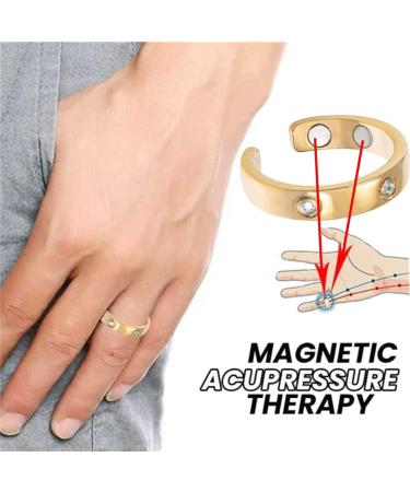 Asotagi Lymphatic Drainage Therapy Magnetic Rings - 2-Piece Open Finger Ring Set for Men & Women | Gold - Buy Online on GoSupps.com