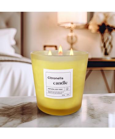 Luxury Citronella Candle | 30oz 3 Wick Aromatherapy | Natural Soy Wax | Indoor & Outdoor Scented | 120 Hours Burning Time | Relaxing Yellow Decor - Buy Online on GoSupps.com