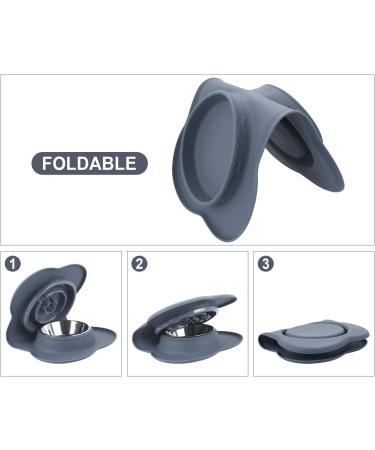 Pecute Slow Feeder Dog Bowl Set with Non-Skid Mat - Stainless Steel Water Bowl for Dogs and Cats - Eco-Friendly Design - 13.5oz Grey Bowl - Buy Online on GoSupps.com