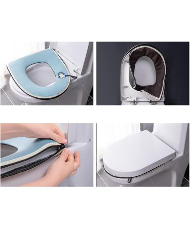 Soft and Warm Blue Toilet Seat Cushion - Reusable and Easy to Install Toilet Cover - Buy Online on GoSupps.com