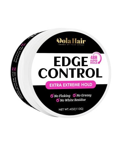Dolahair Edge Control for 4c Black Natural Hair - Extra Strong Hold Non-Greasy 48 Hour Edge Tamer for Baby Hair 4 Ounce