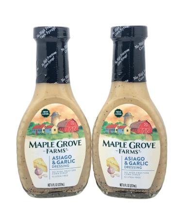 Maple Grove Farms Asiago & Garlic Dressing 8 oz (Pack of 2) with WYKED YUMMY 4-in-1 Measuring Spoon Bundle - Buy Online on GoSupps.com