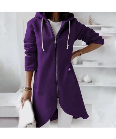 Yihaojia Women's Plus Size Full Zip-Up Hoodie Jacket Sweatshirt Casual Long Hoodies Long Sleeve Winter Jackets with Pocket Purple#78 3X-Large - Buy Online on GoSupps.com