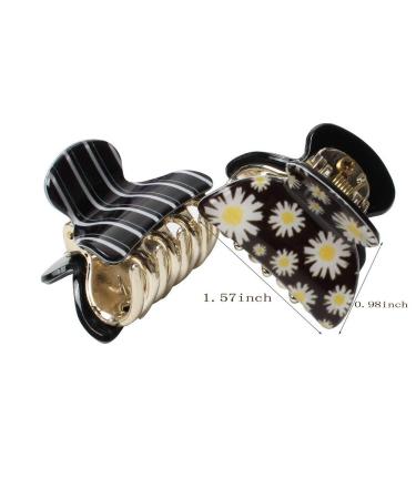 Floral Printed Small Acrylic Hair Claw Clips - Pack of 12 (Color D) - No-Slip Grip for Girls and Women - Buy Online on GoSupps.com