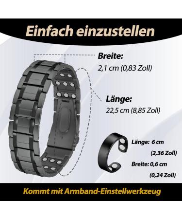 Vicmag Magnetic Bracelet for Men - Three Rows Titanium Steel Magnetic Therapy Bracelet with Adjustable Folding Clasp (Gray) - Buy Online on GoSupps.com