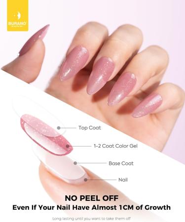 BURANO Glitter Pink Gel Polish Nude Pink Shimmer Jelly Neutral Gel Polishes Color 7.3ml Skin Tone Sparkle Pink Natural Soak off Gel UV LED Cured Diamond Polish for Nails (NU12) - Buy Online on GoSupps.com