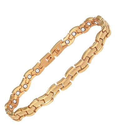 EnerCoppeX Magnetic Ankle Bracelet for Women Stainless Steel Lymph Detox Anklet 3500 Gauss Effective Magnet (SAC-0189G)