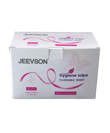 Jeevson Individually Wrapped Flushable Intimate Wipes-Excellent for Travel (1 Box)