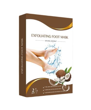 Masque Exfoliant pour Pieds - 2 Paire Exfoliant Naturel | Chaussettes P dicure Anti-Cors pour Femmes et Hommes Rituel du Soir Application Chaussures Domicile co-conut