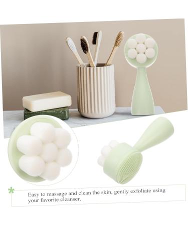 FRCOLOR Face Brush Pore Deep Cleansing Brush Manual Facial Brush Facial Brush Tool Facial Cleansing Tool Face Washing Cleaner Face Scrubber Face Exfoliator Washbasin Silica Gel Pores Green 12.5X5X5CM - Buy Online on GoSupps.com