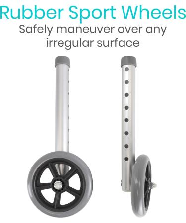 Vive Walker Wheels Ski Glides Covers (6 PCS) - Replacement Feet Parts for Folding Medical Rollator - Front and Back Stability - Universal Size - Buy Online on GoSupps.com