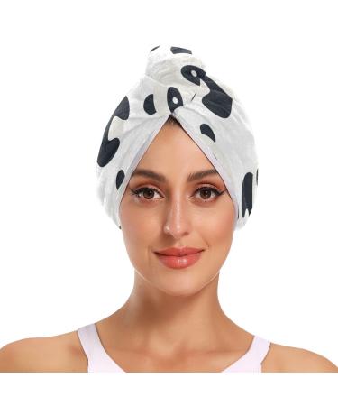 Unhappy Panda Hair Towel 2 Pack Super Absorbent Hair Drying Towel Quick Dry Hair Turbans Head Towel with Button Twisty Wrap for Women Girls