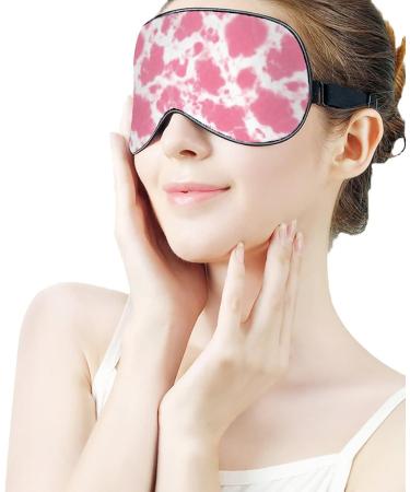 Pastel Pink Cow Tie Dye Sleep Mask for Women | Adjustable Eye Shades with Elastic Strap - Perfect for Restful Sleep - Buy Online on GoSupps.com