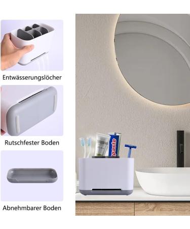 Fosoloni Toothbrush Holder - 4 Compartments & 2 Storage Slots | Family Toothbrush Organizer & Razor Holder - Buy Online on GoSupps.com