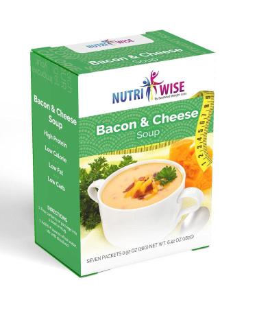 NutriWise - Bacon & Cheese Protein Soup | 7/Box | Healthy Nutritious Diet Soup | Meal Replacement | Hunger Control | Low Fat - Low Sugar - 100 Calorie - Low Car