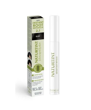 Naturtint | Temporary Touch-Up for Grey Hair & Roots | Convenient & Comfortable Brush | 98.5% Natural Ingredients | Black Color | 10ml