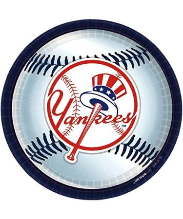 New York Yankees Round Plates - 9", Pack of 18