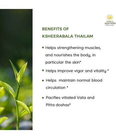 Kerala Ayurveda Calming Body Oil - Ksheerabala Thailam 6.8 Fl Oz | Herbal Massage Oil for Muscle & Joint Support | Revitalising Foot Massage Oil - Buy Online on GoSupps.com