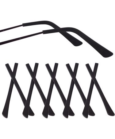 Eyeglass End tips 10 pairs of silicone anti-slip-ear stockings pieces tube Sleeve Eyewear Soft Replacement Tips only for Thin Slim Wire Eyeglass Sunglasses LEGS-Black Black-2