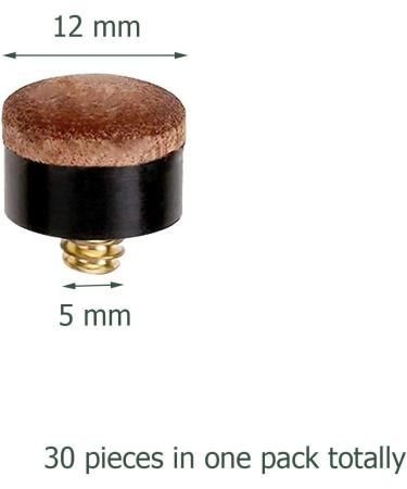 Winorda 12mm Screw-On Cue Tips - 30 Pack | Hard Leather Pool Cue Tips Replacement - Buy Online on GoSupps.com