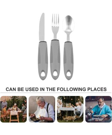Adaptive Utensils Built up Fork Spoon Rocker Knife Easy Grip Silverware for Adults Elderly Weak Hand Patients Disabled Light Grey 3 Piece Set (Color : Light Grey) - Buy Online on GoSupps.com