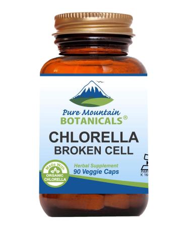 Broken Cell Wall Chlorella Capsules - 90 Kosher Vegan Caps Now with 500mg Organic Chlorella Vulgaris Powder