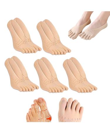 Sofeet Bunion Socks Projoint AntiBunions Health Sock Strongjoints Bunion Relief Socks Urigone Socks for Gout Orthopedic Toe Compression Socks No Show Low Cut Five Finger Socks (5PCS Beige)