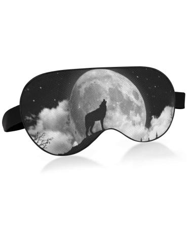 ALAZA Wolf Howling Moon Starry Sleep Mask for Women Men Eye Mask for Sleeping Funny Blackout Cooling Sleeping Masks
