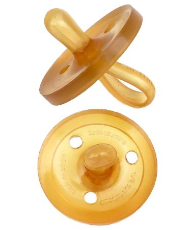 Symmetrical - Shorter Nipple (Less Gagging) - Small/Newborn (0-6 mos) - Natural Rubber Pacifier - BPA-Free - Handcrafted in Italy - 2-Pack