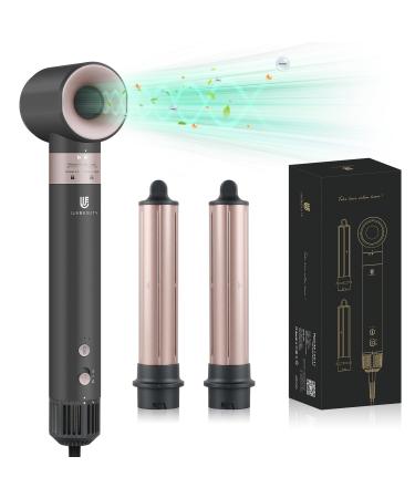 Curling Iron Hair Dryer: Auto Air Curling Wand 1 1/4 Inch Automatic Hair Curler Ceramic Negative Ionic Blow Dryers Hot Air Fast Drying Tools Set with Extra Long Barrel for Styling Waves Black