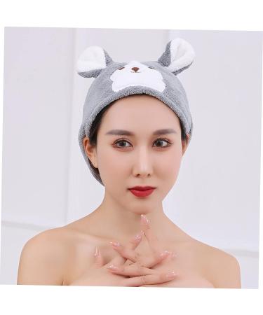 WOONEKY Cartoon Dry Hair Cap Makeup Washcloths Girl Hat Water Absorbent Hat Bath Water Absorbent Drying Hat Makeup Hairband Bath Hat Hair Bonnet Coral Fleece Hair Dry Hat Thicken Headband Grey Grey 60x21cm - Buy Online on GoSupps.com