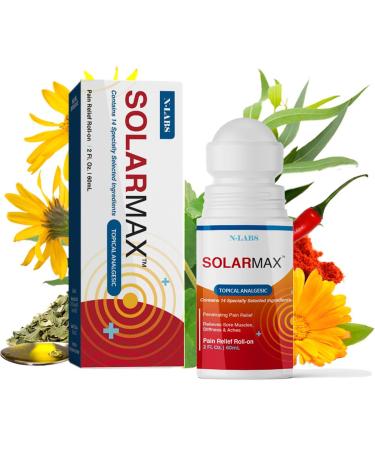SolarMax Pain Relief Roll-On for Arthritis Backaches Bruises Sprains and Muscles Strain- Arthritis Pain Relief Gel with Advanced Capsaicin and Menthol Formula