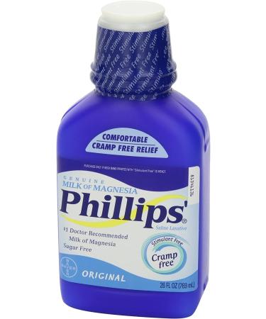 Phillips' Milk of Magnesia Liquid Laxative 26 oz (Pack of 2) Cramp Free & Gentle Overnight Relief Of Occasional Constipation #1 Milk of Magnesia Brand Original 26 Fl Oz (Pack of 2) - Buy Online on GoSupps.com