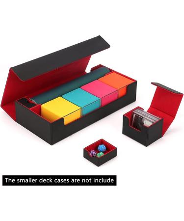 Scimi Premium Trading Card Storage Box - Holds 800+ Sleeved Cards - for MTG, YuGiOh, Uno, Pokemon, Sport Cards - with Mat Case and Strong Magnet Closure - Black & Red - Buy Online on GoSupps.com